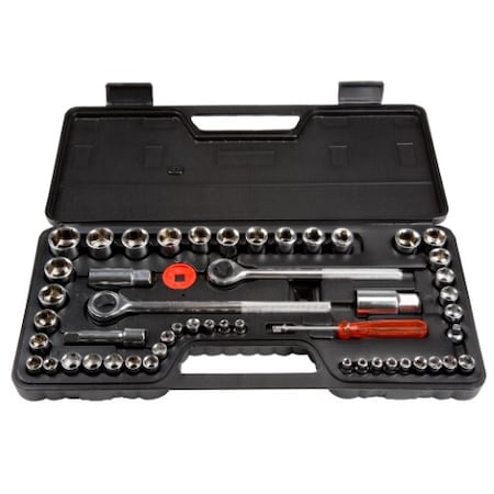 Fleming Supply 52 Piece 1/4, 3/8 and 1/2 Drive Socket Set SAE and Metric 769983NYI